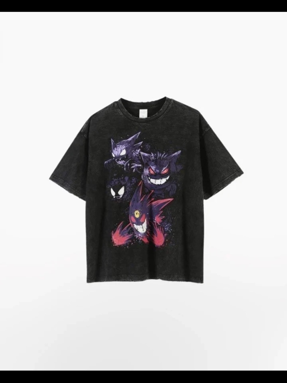 Pokémon Gengar, Haunter, and Gastly acid-wash oversized graphic t-shirt